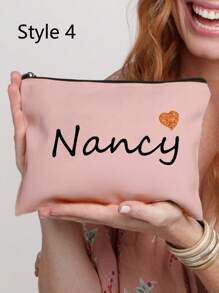 1个心形图案个性化化妆包，可机洗，女士便携式洗漱包，拉链旅行收纳盒，轻便可折叠化妆包，适合日常使用、生日、节日、返校、夏季、海滩、旅行、通勤、学生、野餐、露营、日常收纳