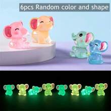 6/12/24pcs Cute Luminous Elephant Figurines, Glowing Small Elephant Sculptures Resin Crafts Decorations, Mini Art Statues For Garden Landscaping DIY, Planter Pots Decor, Yard Lawn Home Decorations