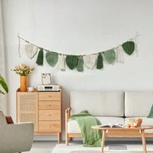 1 tấm thảm treo tường Macrame, thảm nghệ thuật dệt tay bằng sợi có tua rua hình lá, lý tưởng để trang trí nhà cửa trong phòng khách hoặc phòng ngủ, thảm treo tường - Như thể hiện trong hình ảnh - Xem 8