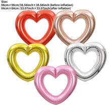 40 英寸超大空心心形铝箔气球，婚礼、情人节、生日派对装饰