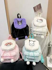 Sanrio 1pc Plush Backpack, Large Capacity Backpack With Embroidered, And, Suitable For Girls, Great Gift For Friends,Boho Vibes