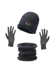 3pcs/Set Warm Winter Knitted Beanie Hat, Scarf & Gloves Set For Men And Women - Three-piece Set Of Hat, Gloves and Scarf - View 7