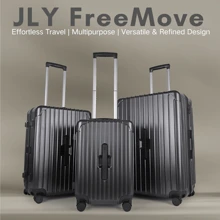 JLY Premium Lightweight 3-Piece PC+ABS Hard Shell Luggage Set, Cabin, Medium & Large Suitcases, Built-In Cup Holder, Wet/Dry Storage, TSA Combination Lock - Onyx Black - View 7
