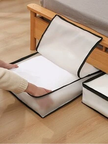 1件裝 半透明可視衣物被褥收納袋 PEVA防塵防潮搬家收納箱 宿舍用 - 白色 - 查看 2