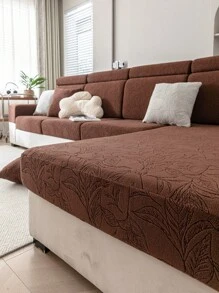 1pc Tea Leaves Jacquard Sofa Cover, All-Season Protective Slipcover, Stretchy & Machine Washable, Fits Single/Loveseat/3-4 Seater/Sectional Sofa Gifts Birthday Graduation