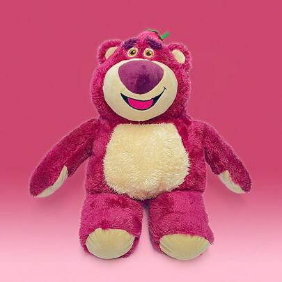  MINISO 迪士尼 Lotso 草莓熊系列 9.84 英寸中型坐姿娃娃，材质柔软，带有甜美的草莓香味，非常适合卧室装饰、礼物和迪士尼粉丝（1 件）