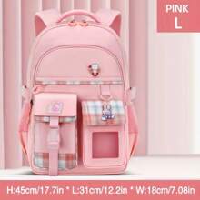 1pc Preppy Cute Lightweight Portable Large Capacity With Adjustable Strap With Multi Pockets Check School Backpacks For Girl Bunny Charm Included Backpack, School Bag, Kids Bag, Small Backpack, Bag School, School Backpack, Rucksack, School Bag Kids, Kids Luggage, Kids Backpack Perfect For Girls, Kids, School Girls, Teen Girls Travel Bag For Kids, Bag For Kids Girl - Multicolor - View 11