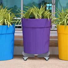 LILIIN Adjustable Plant Roller Round, 360° Rotating Wheels, Non-Slip PP Panel Rolling Board For Flower Pots And Furniture, Load Capacity 300 Kg (Black / Gray)