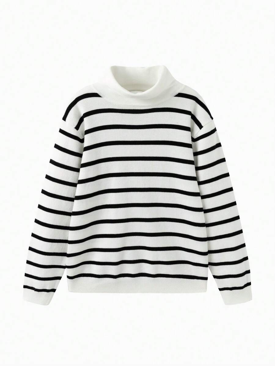 Balabala 儿童毛衣，男孩和女孩新款套头高领衫，2024 年秋冬 - 白黑色 - 查看 1