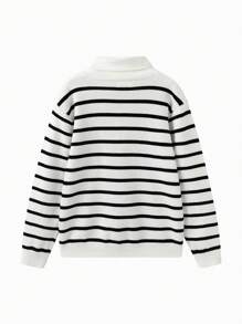 Balabala 儿童毛衣，男孩和女孩新款套头高领衫，2024 年秋冬 - 白黑色 - 查看 2