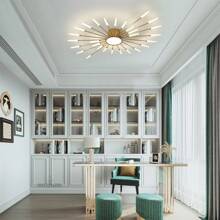 Upgraded 42-Light Modern Flower Ceiling Lamp With Firework Petals - Perfect For Living Room & Bedroom Décor - 金色 - 查看 8