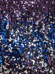 Women's Glitter Sequin Sweatshirt Long Sleeve Pullover Tops With Ribbed Cuffs - Midnight - View 4