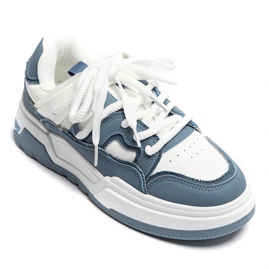 Fashionable Versatile Casual Everyday Thick Sole Sneakers - Blue - View 1