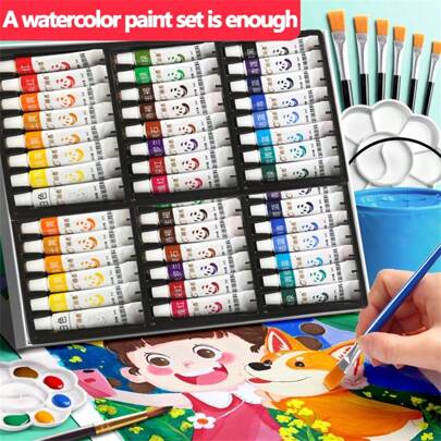 12/18/24 Colors * 5ml/0.176oz Tube Watercolor Paint Set, Suitable For DIY Clothes, Shoes, Canvas Bags, Jeans, Oil Painting Canvas, Fabric, Rocks, Glass, Stones, Ceramics, Models, Wood Painting, Ideal For Adult Artists, Crafters, Beginners And Students, Great Back To School/Halloween/Thanksgiving/Christmas Gift!