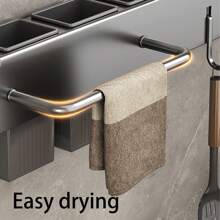 Kitchen Knife Rack With Removable Chopstick Holder, Towel Bar And Utensil Hooks, Wall Mounted Storage Organizer Without Drilling