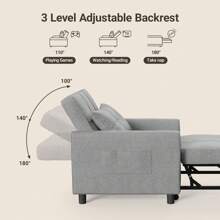 3 In 1 Sofa Bed, Convertible Sofa Bed, Sofa Bed With Bed Function, Sofa Bed With Pillow And Side Pocket, Sofa Bed For Small Apartment - Xám - Xem 6