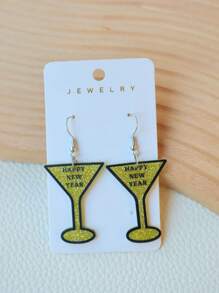 1 Pair Acrylic Sparkling Pink New Year Christmas Themed Bling Earrings, Amusing Party Festival Holiday Atmosphere Earrings For Women