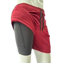 Men's 2x1 Running Shorts With Quick Dry Pocket - Xem 3