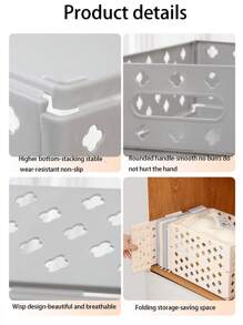 加厚折叠收纳篮适用于办公文具学习用品、厨房收纳、冰箱收纳、家用橱柜收纳、梳妆台化妆品收纳、浴室收纳，一物多用，满足居家多种用途需求 - 彩色 - 查看 8