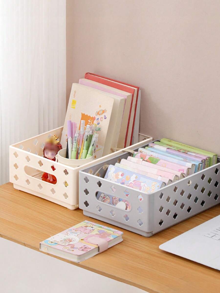 加厚折叠收纳篮适用于办公文具学习用品、厨房收纳、冰箱收纳、家用橱柜收纳、梳妆台化妆品收纳、浴室收纳，一物多用，满足居家多种用途需求 - 彩色 - 查看 1