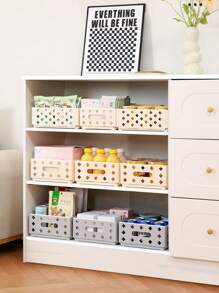 加厚折叠收纳篮适用于办公文具学习用品、厨房收纳、冰箱收纳、家用橱柜收纳、梳妆台化妆品收纳、浴室收纳，一物多用，满足居家多种用途需求 - 彩色 - 查看 3