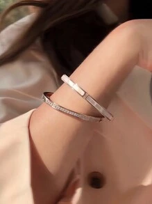 2pcs Exquisite Luxury Stainless Steel Plated Gold Starry Bangle Set, Anti-Fading Waterproof Jewelry For Women - SGS044 - View 3