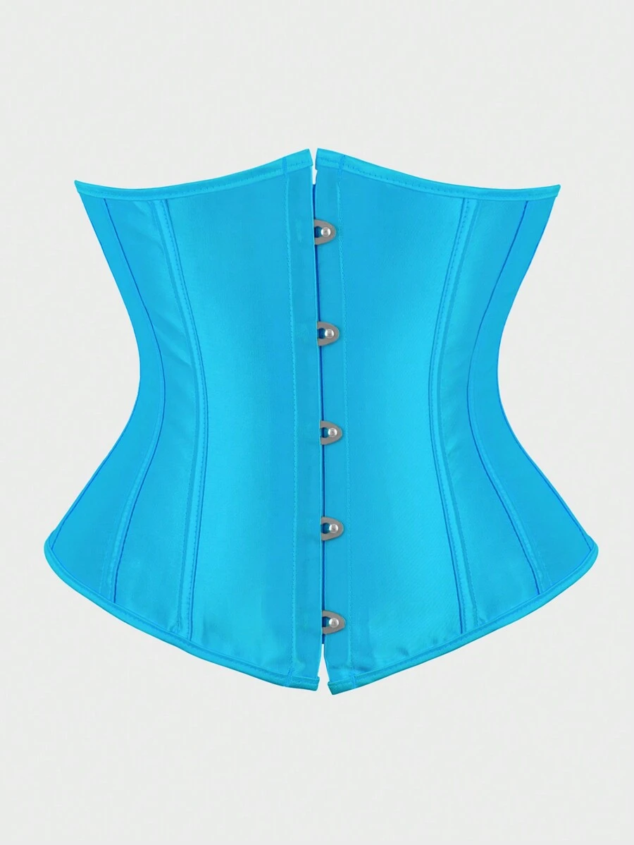 Underbust Corsets For Women,Corset Belt Tummy Control Lace Up Satin Corset,Under Boob Corset Women's Lingerie & Shapewear - 海藍色 - 查看 1