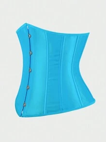 Underbust Corsets For Women,Corset Belt Tummy Control Lace Up Satin Corset,Under Boob Corset Women's Lingerie & Shapewear - 海藍色 - 查看 2