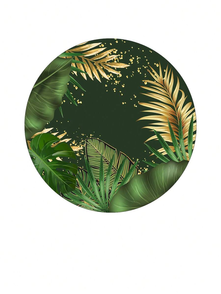 VIA CORES Round Party Panel 1.50x1.50 - Tropical Chic Green With Gold 019 - 彩色 - 查看 1