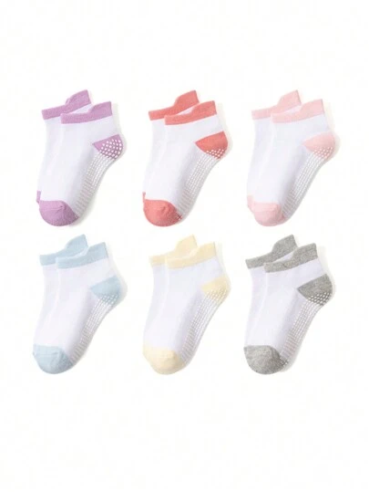 6 双幼儿透气短袜，防滑婴儿短袜，春/秋/夏