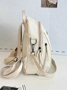 时尚休闲女士防水背包，适合户外和购物 - 米色 - 查看 3