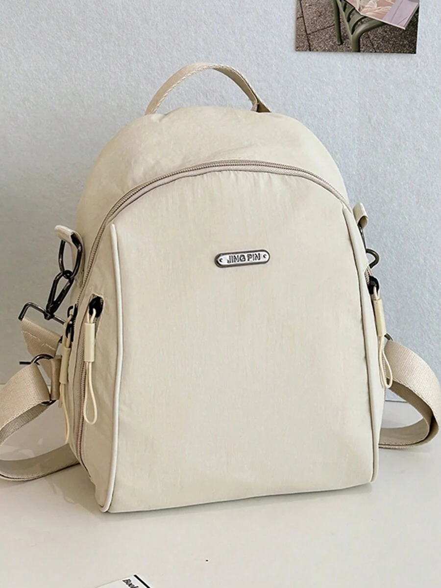 时尚休闲女士防水背包，适合户外和购物 - 米色 - 查看 1