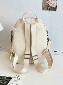 时尚休闲女士防水背包，适合户外和购物 - 米色 - 查看 4