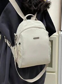 时尚休闲女士防水背包，适合户外和购物 - 米色 - 查看 6