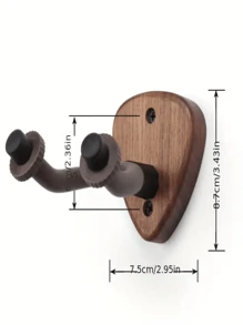 1 件黑胡桃木多用途吉他挂钩、尤克里里琴、电吉他架、可调节挂钩，适用于吉他、贝斯、尤克里里琴 - 耐用橡胶和铁结构 - 棕色 - 查看 3