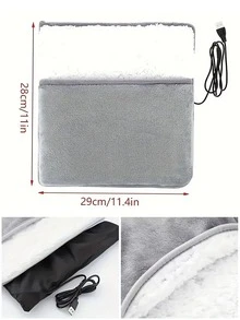 USB 加热脚垫，可洗羊毛电动暖脚器，家用加热拖鞋，让您的双脚在冬天保持温暖 - 36V 或更低电压，便携式 - 灰色 - 查看 8