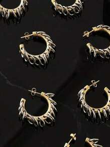 Fashion New Chain Tassel Hoop Earrings Stainless Steel Hoop Earrings For Women Punk Cool Double Tones Stainless Steel Chunky Jewelry Accessory