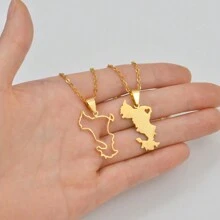 1pc Mayotte Map Pendant Necklaces For Women Girls France Jewelry - Multicolor - View 6