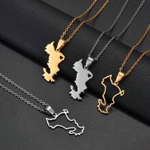 1pc Mayotte Map Pendant Necklaces For Women Girls France Jewelry - Multicolor - View 3