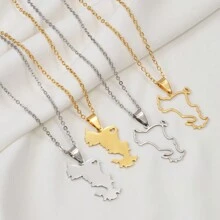 1pc Mayotte Map Pendant Necklaces For Women Girls France Jewelry - Multicolor - View 2