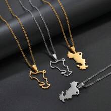 1pc Mayotte Map Pendant Necklaces For Women Girls France Jewelry - Multicolor - View 1