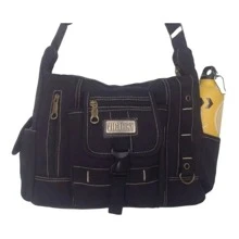 Reinforced Canvas Briefcase/Messenger Bag 1018 - 黑色 - 查看 1