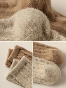 6 đôi tất len giữ nhiệt dày dặn, lót lông, thoải mái, dài đến bắp chân, thời trang công sở, mùa thu/đông, ấm áp dành cho nữ - Nhiều màu - Xem 6