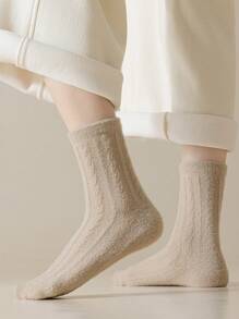 6 đôi tất len giữ nhiệt dày dặn, lót lông, thoải mái, dài đến bắp chân, thời trang công sở, mùa thu/đông, ấm áp dành cho nữ - Nhiều màu - Xem 9