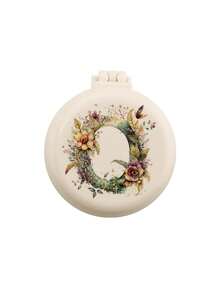 1个可爱26字母花卉婚礼专属迷你梳子，小巧便携迷你气垫梳，带折叠气囊按摩功能，内置镜子，旅行和露营必备 - 米色 - 查看 33