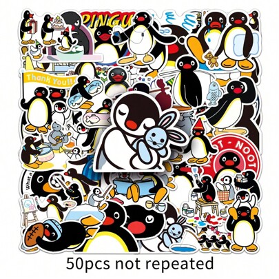 50pcs Adorable Penguin Family Cartoon Stickers, Suitable For Water Bottles, Phone Cases, Style
