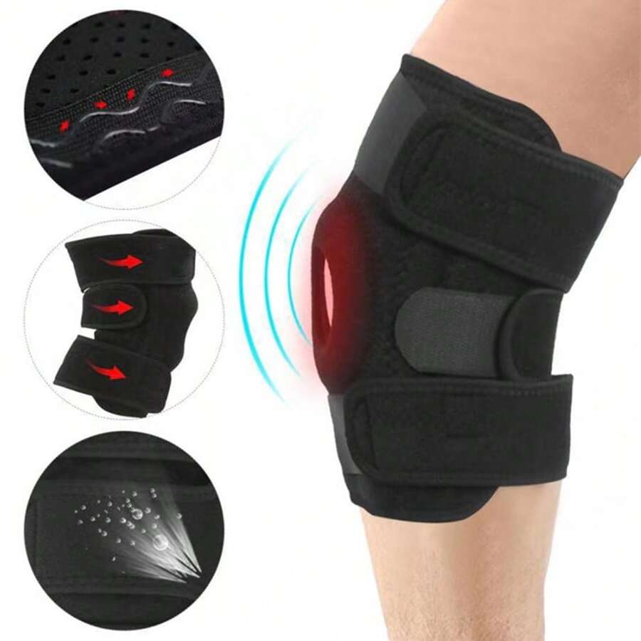 Đệm đầu gối thể thao, Đi bộ đường dài ngoài trời, Bóng rổ thoáng khí, Đạp xe, Đệm đầu gối, Chạy bộ, Đồ bảo hộ gia cố, Đệm đầu gối lò xo - màu đen - Xem 1