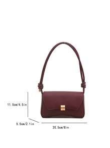 Fashionable Solid Color Retro Baguette Minimalist Underarm Women Shoulder Bag - Burgundy - View 2