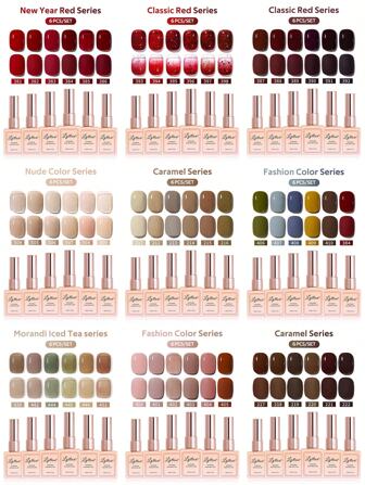  LYTTOA 6 件套红色圣诞指甲油套装纯色闪光黑白红可剥离 UV 半永久性清漆指甲油美甲 DIY 15ML