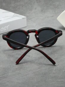 1 件男女通用复古圆框简约时尚眼镜（适合驾驶、旅行、度假、休闲、户外运动、日常使用） - 紅玳瑁框灰片 - 查看 5